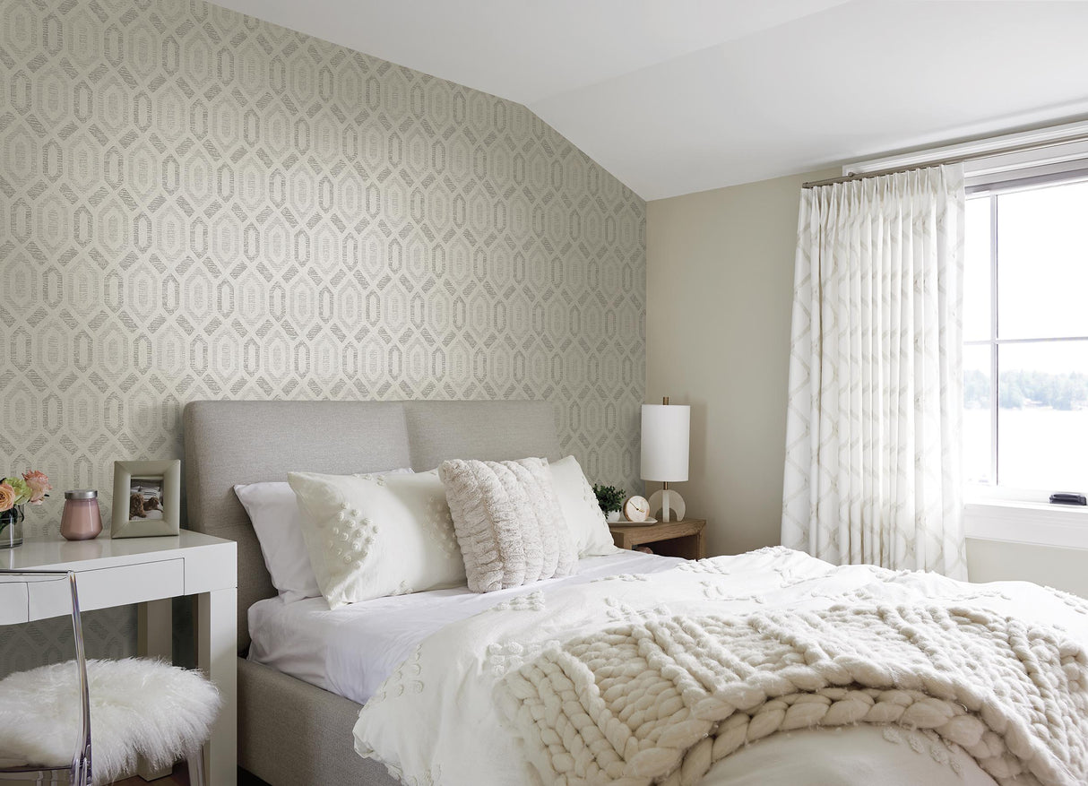 A-Street Prints Latona Platinum Diamond Geometric Wallpaper