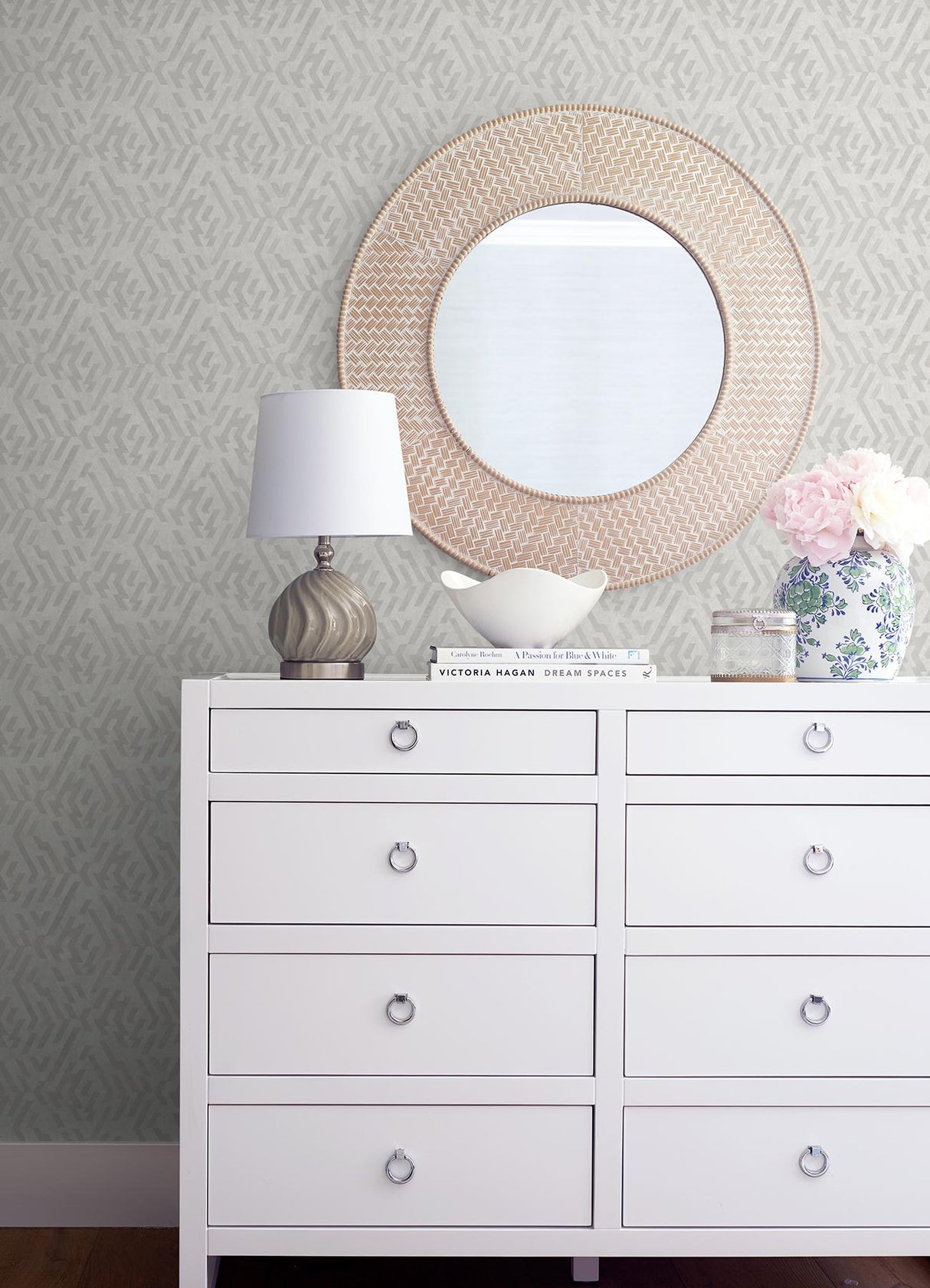 A-Street Prints Kila Platinum Geometric Wallpaper