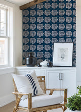 Brewster Home Fashions Marimekko Marimekko Nuwallpaper Flowers Navy Wallpaper