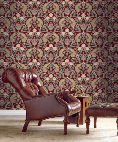 Ronald Redding Designs Plume Dynasty Red Wallpaper