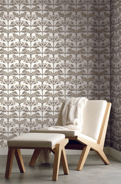 Ronald Redding Designs Tracery Blooms White Wallpaper