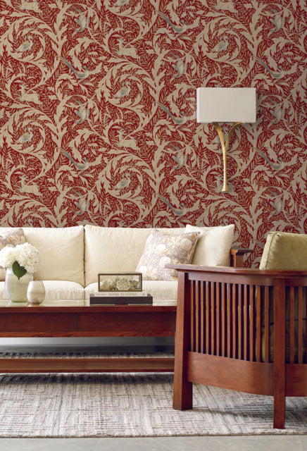 Ronald Redding Designs Woodland Tapestry Red Wallpaper