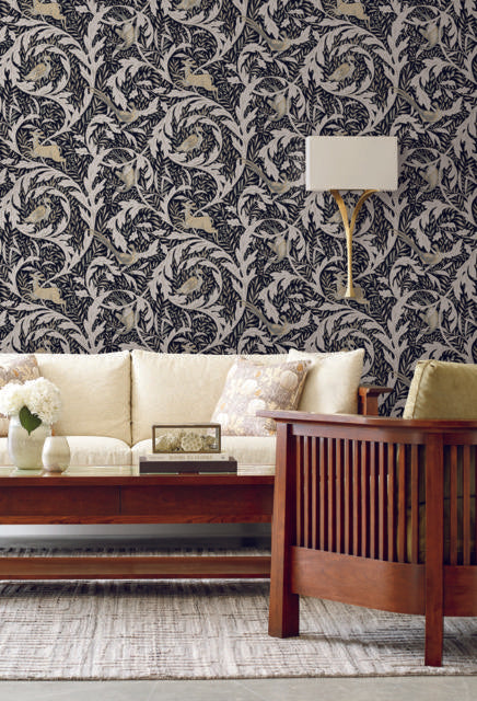 Ronald Redding Designs Woodland Tapestry Black Wallpaper