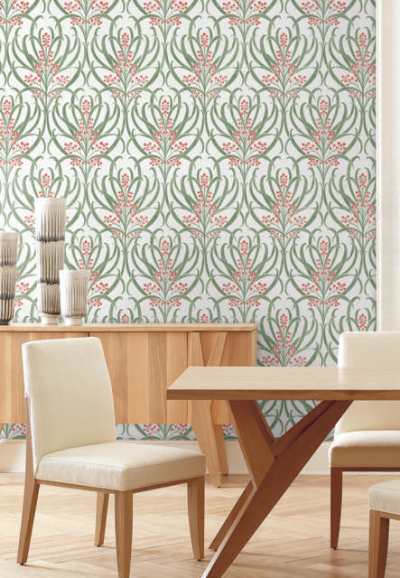 Ronald Redding Designs Calluna White/Berry Wallpaper
