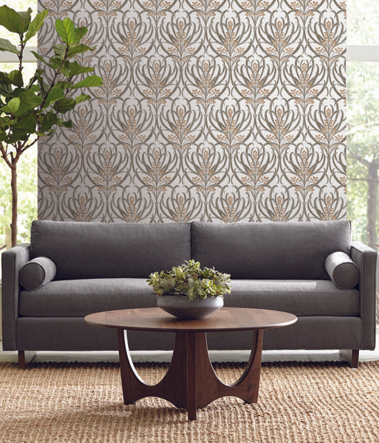 Ronald Redding Designs Calluna White/Taupe Wallpaper