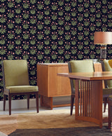 Ronald Redding Designs Meadow Flowers Black/Rose Wallpaper