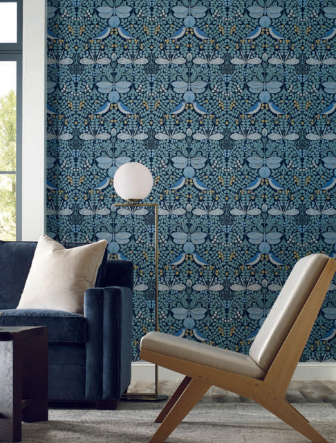 Ronald Redding Designs Butterfly Garden Blues Wallpaper