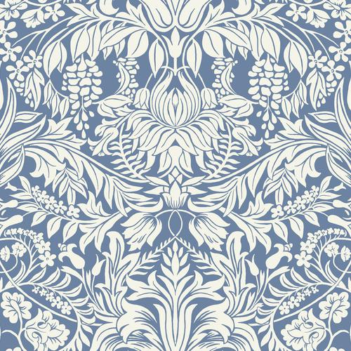 Ronald Redding Designs Lockwood Damask Blue Wallpaper