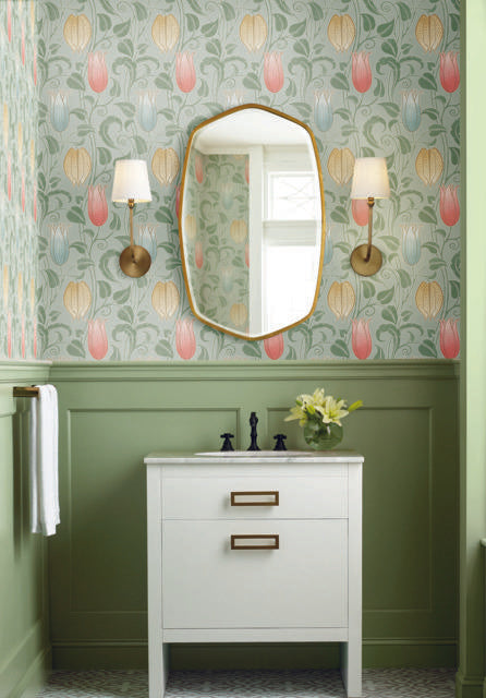 Ronald Redding Designs Canterbury Bells Sage Wallpaper