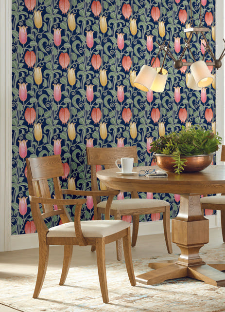 Ronald Redding Designs Canterbury Bells Navy Wallpaper
