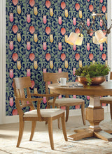Ronald Redding Designs Canterbury Bells Navy Wallpaper