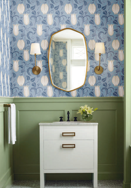 Ronald Redding Designs Canterbury Bells Blues Wallpaper