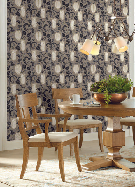 Ronald Redding Designs Canterbury Bells Taupe Wallpaper