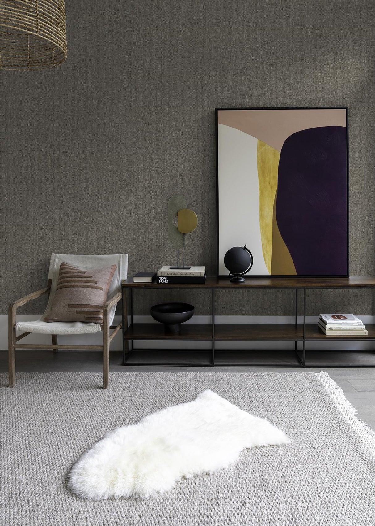 A-Street Prints Gaoyou Grey Paper Weave Wallpaper