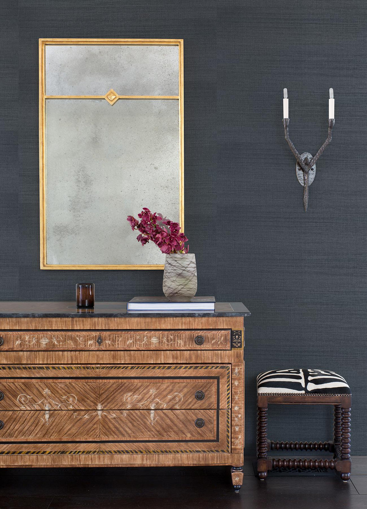 A-Street Prints Victoria Indigo Sisal Wallpaper
