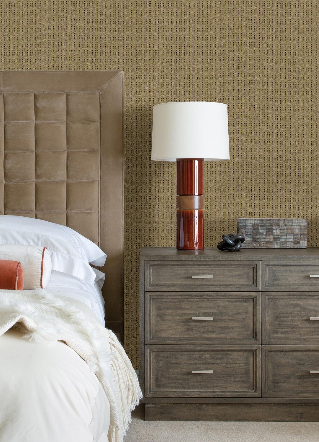 A-Street Prints Twine Fabric Textures Wheat Wallpaper