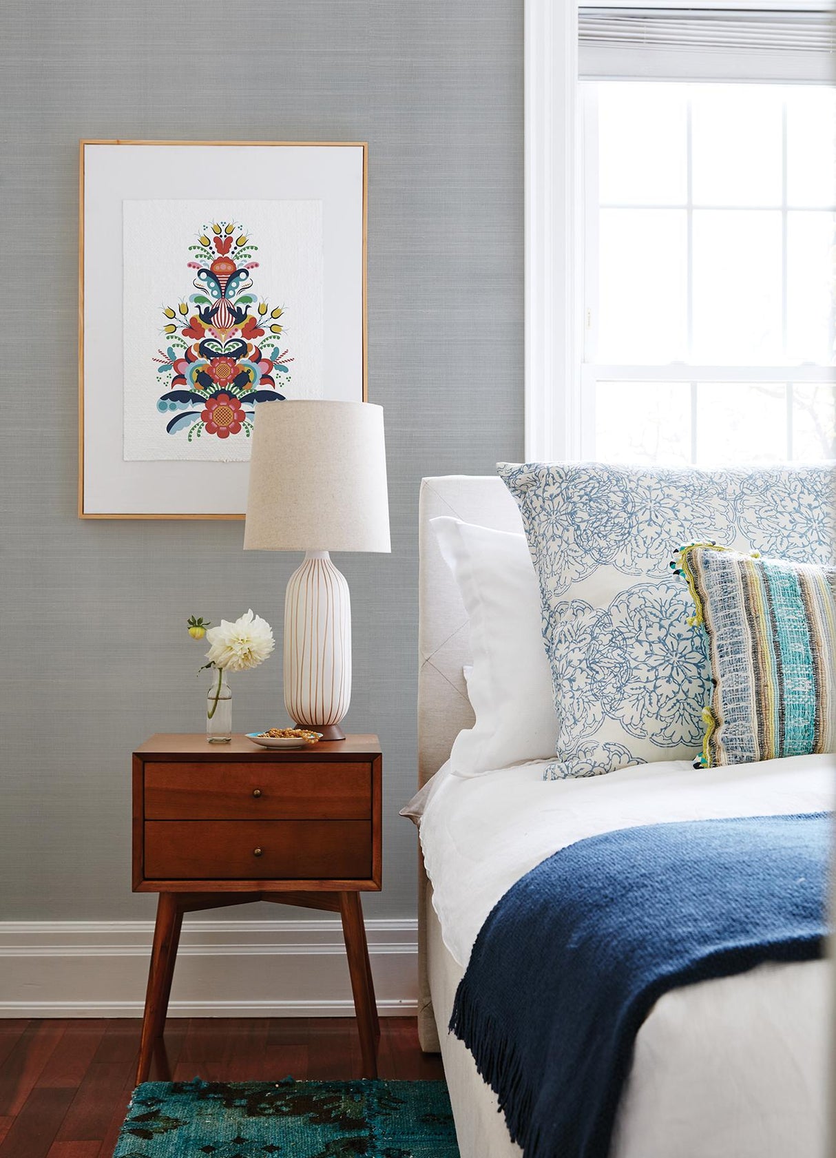 A-Street Prints Twine Fabric Textures Aqua Wallpaper