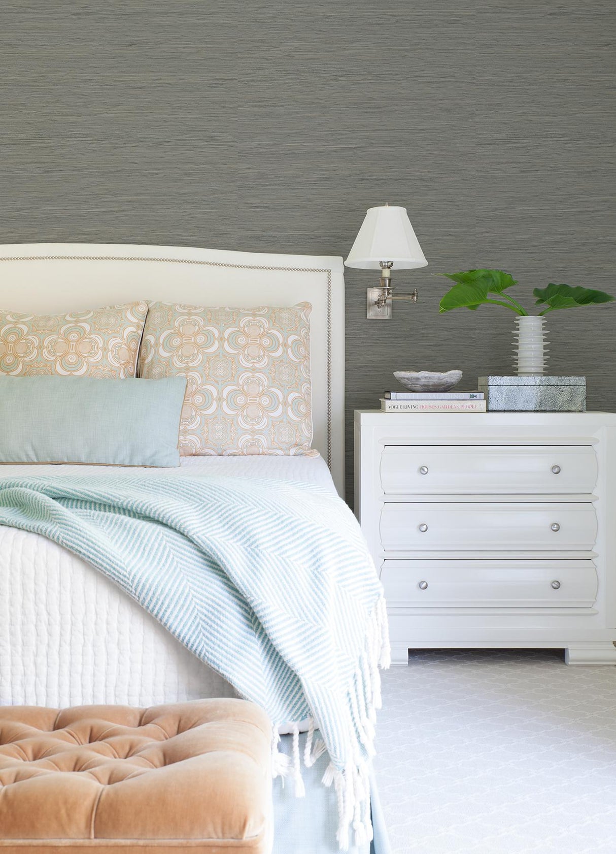 A-Street Prints Kira Light Grey Hemp Wallpaper