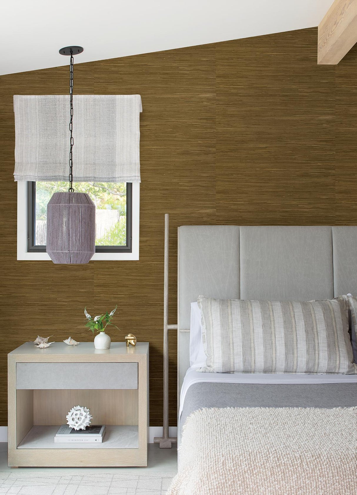 A-Street Prints Zhilan Brown Grasscloth Wallpaper