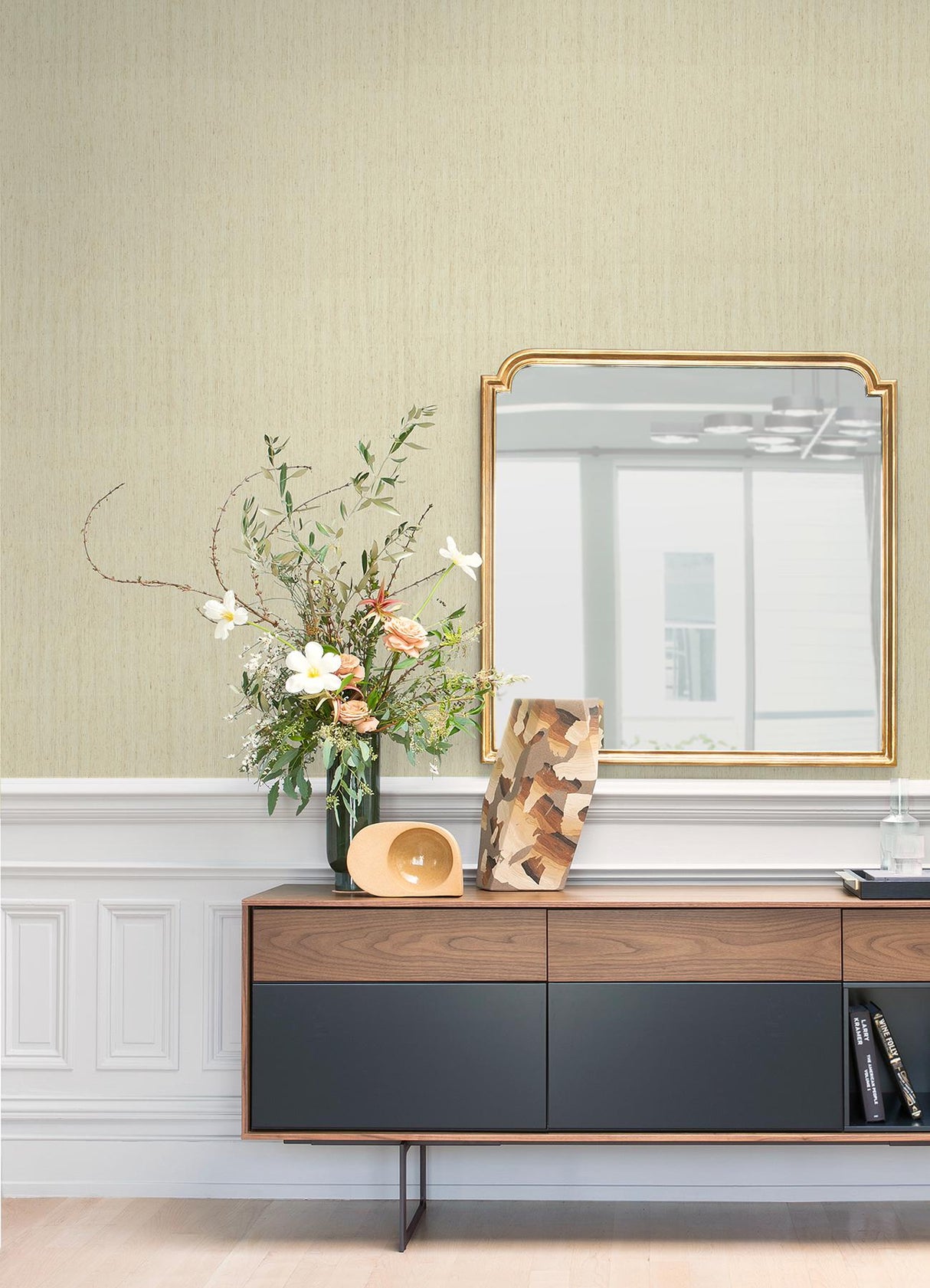 A-Street Prints Liqin White String Wallpaper
