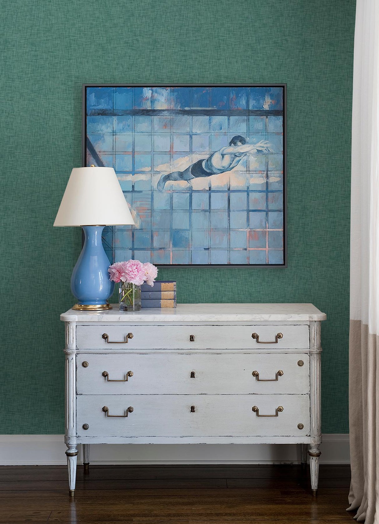 A-Street Prints Genji Teal Woven Wallpaper