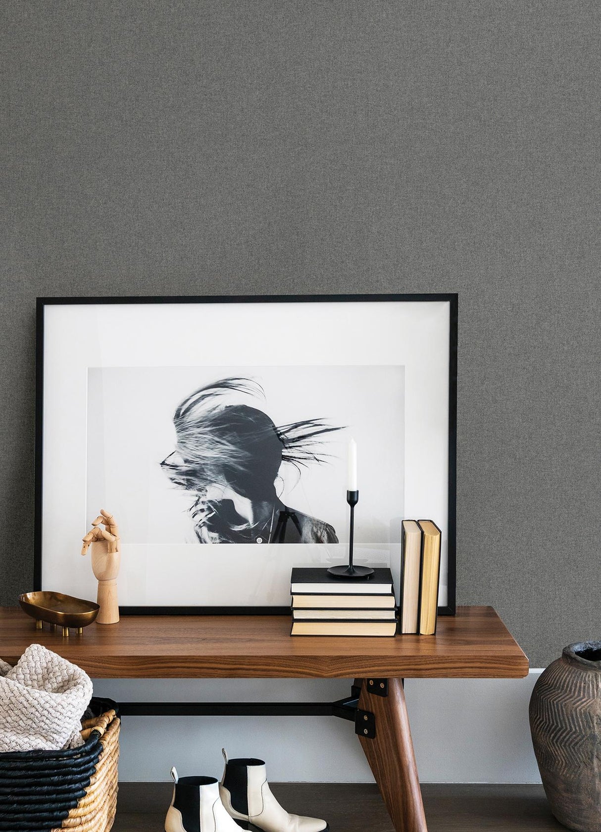 A-Street Prints Jia Li Light Grey Wool Wallpaper