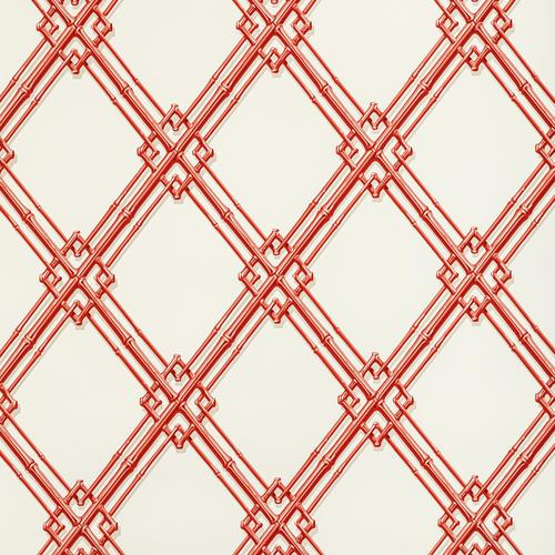 Brunschwig & Fils TREILLAGE DE BAMBOU RED Wallpaper