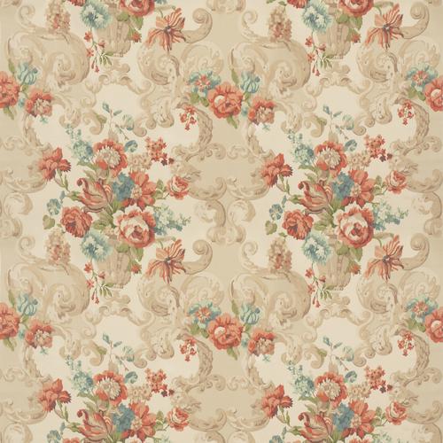 Mulberry FLORAL ROCOCO RED/GREEN Fabric