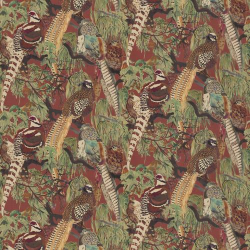 Mulberry GAME BIRDS LINEN RED/PLUM Fabric