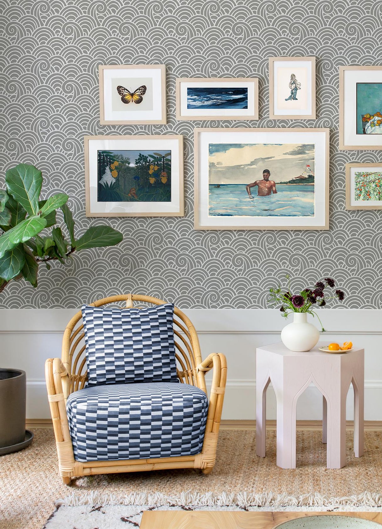 A-Street Prints Alorah Grey Wave Wallpaper