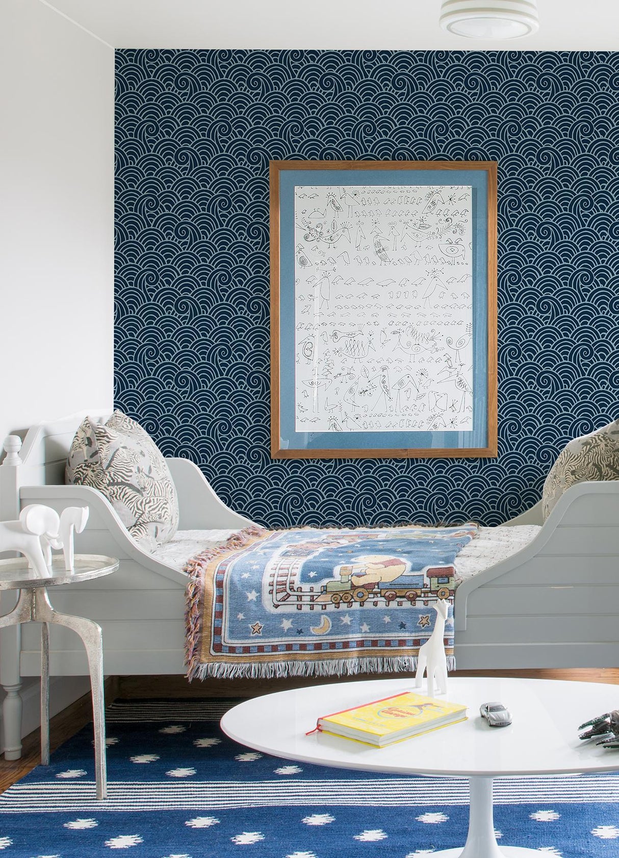 A-Street Prints Alorah Navy Wave Wallpaper