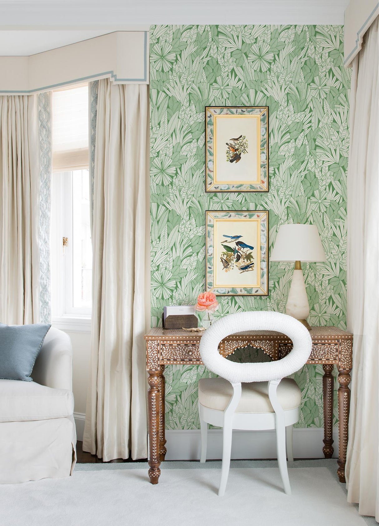 A-Street Prints Bannon Green Leaves Wallpaper