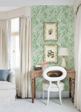 A-Street Prints Bannon Green Leaves Wallpaper