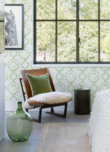 A-Street Prints Happy Trellis Green Wallpaper