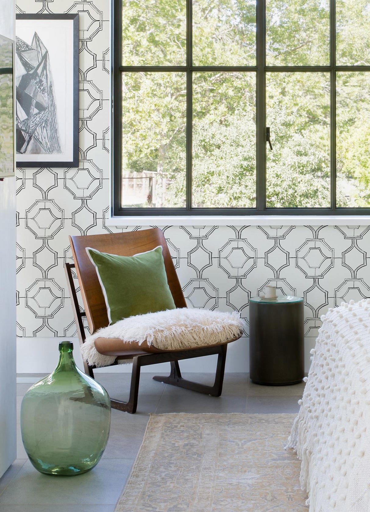 A-Street Prints Gallina Charcoal Trellis Wallpaper