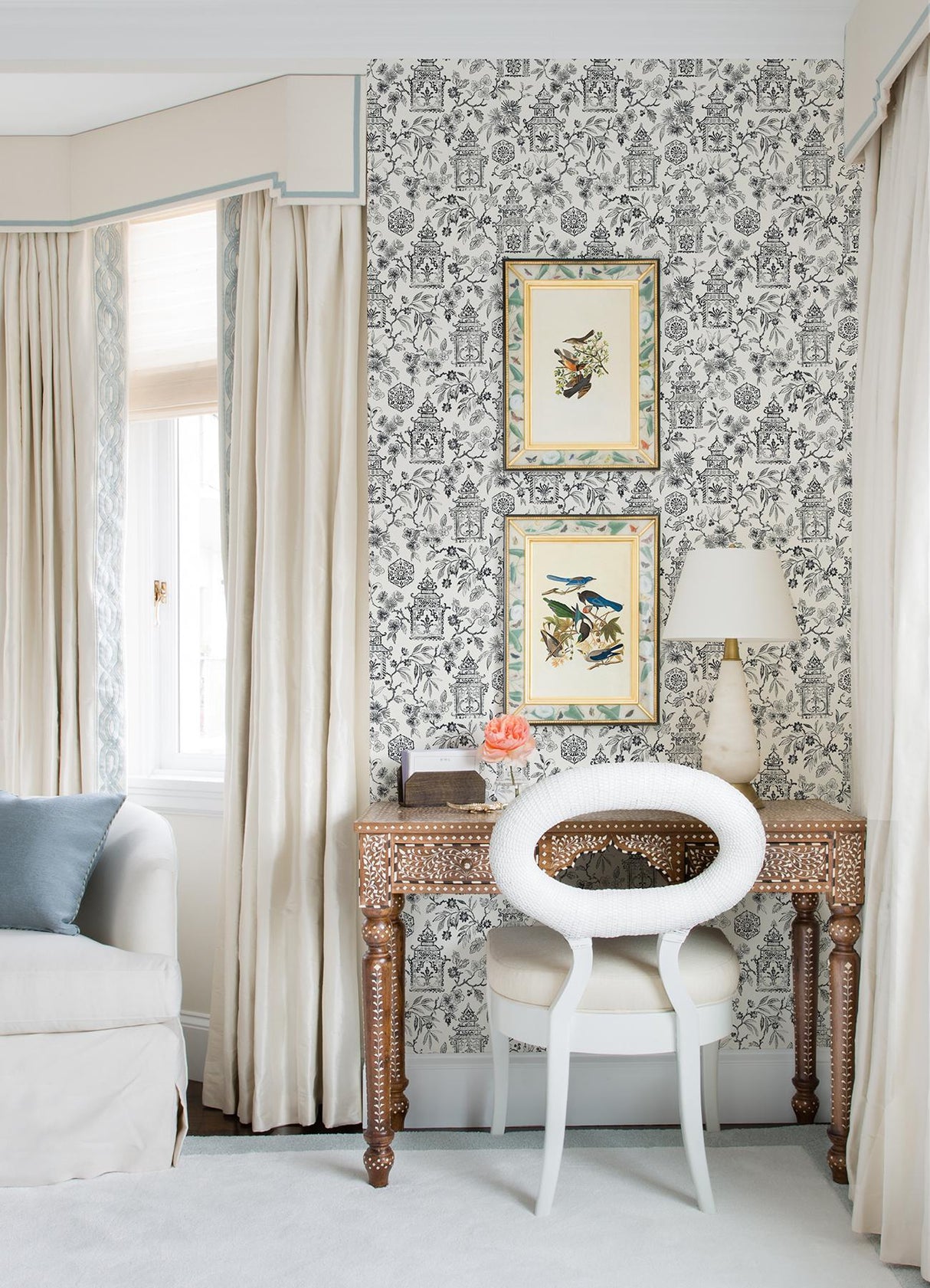 A-Street Prints Helaine Charcoal Pagoda Wallpaper