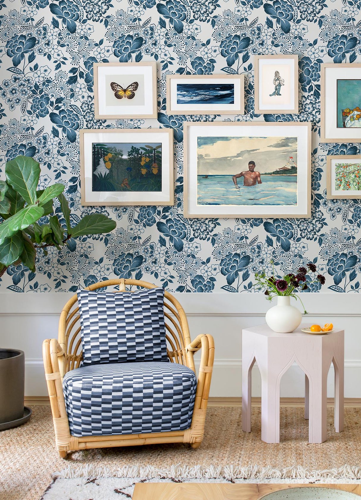 A-Street Prints Irina Blue Floral Blooms Wallpaper