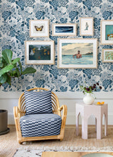A-Street Prints Irina Blue Floral Blooms Wallpaper