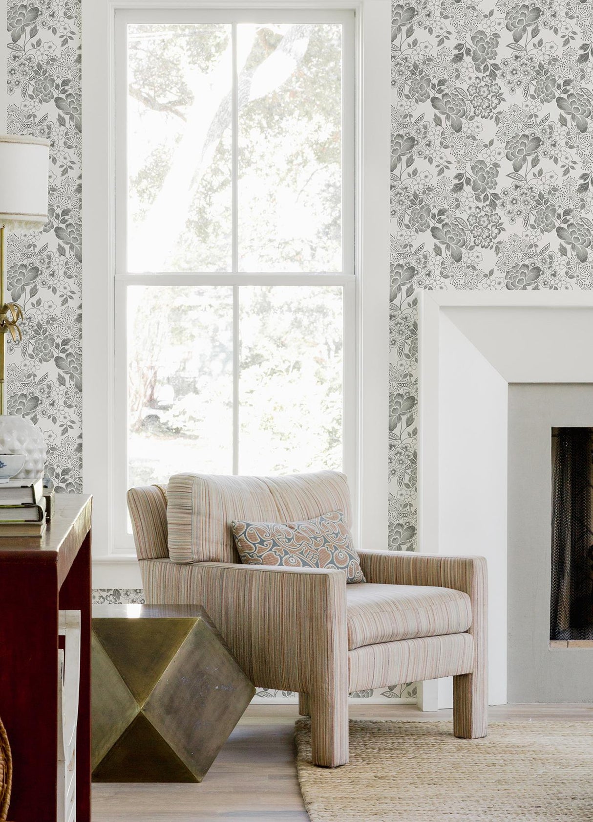 A-Street Prints Irina Grey Floral Blooms Wallpaper