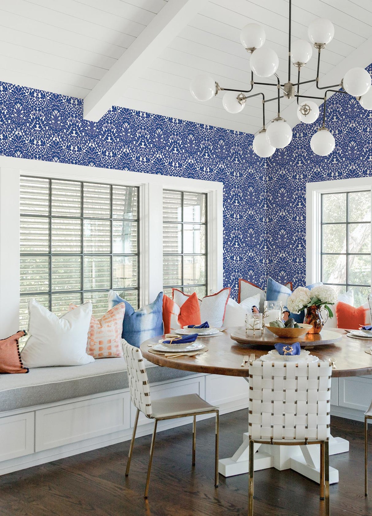 A-Street Prints Marni Blue Fruit Damask Wallpaper