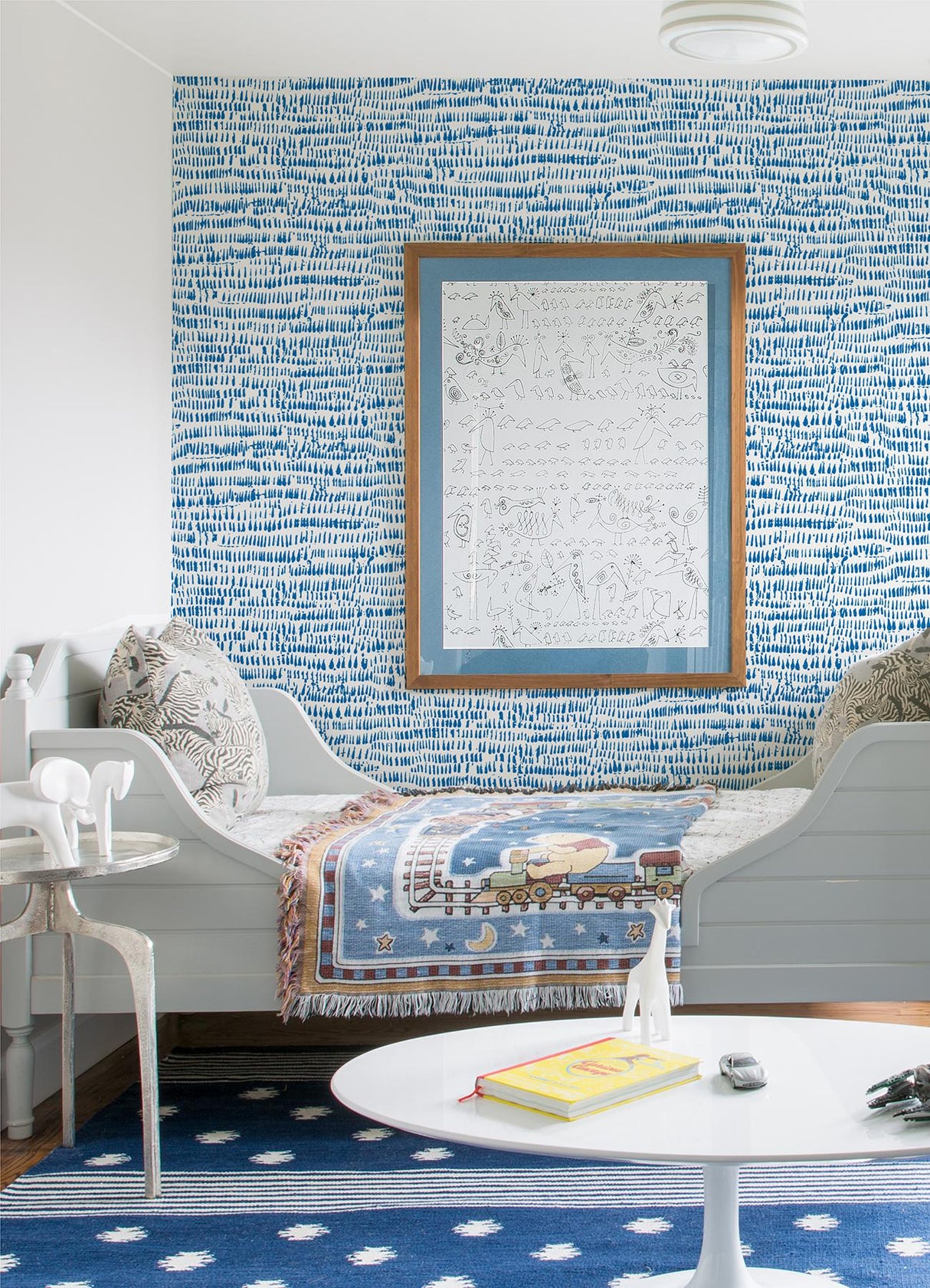 A-Street Prints Runes Sapphire Brushstrokes Wallpaper
