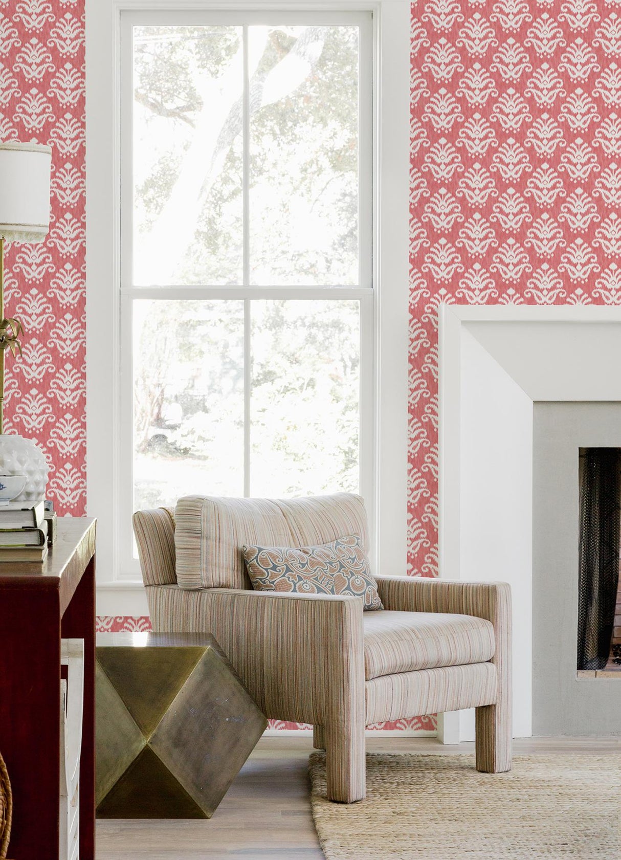 A-Street Prints Keaton Coral Medallion Wallpaper