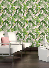 Brewster Home Fashions Ohpopsi Wild Leaves Light Pink Wallpaper