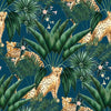 Brewster Home Fashions Augustus Blue Jungle Cheetah Wallpaper