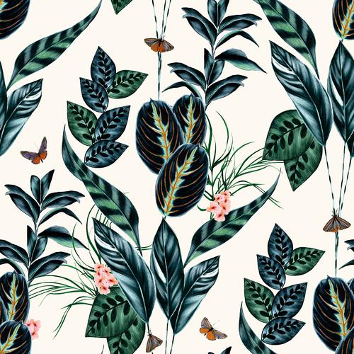 Brewster Home Fashions Ohpopsi Wild Leaves Indigo Wallpaper