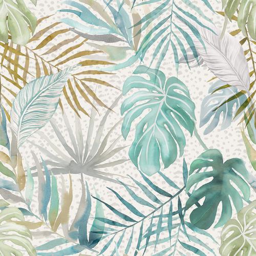 Brewster Home Fashions Ohpopsi Wild Leaves Aqua Wallpaper