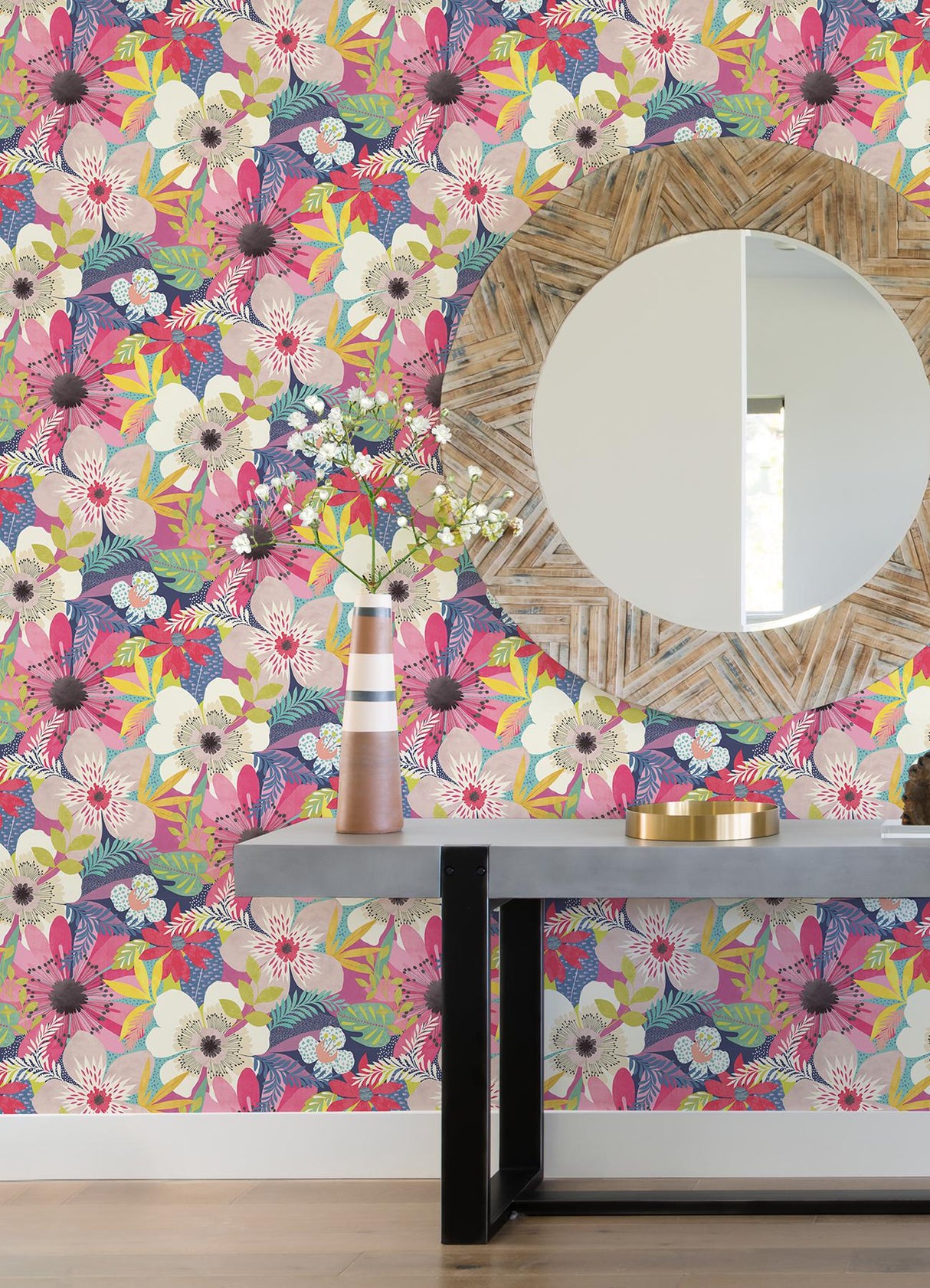 Brewster Home Fashions Ohpopsi Concept Botanical Raspberry Wallpaper