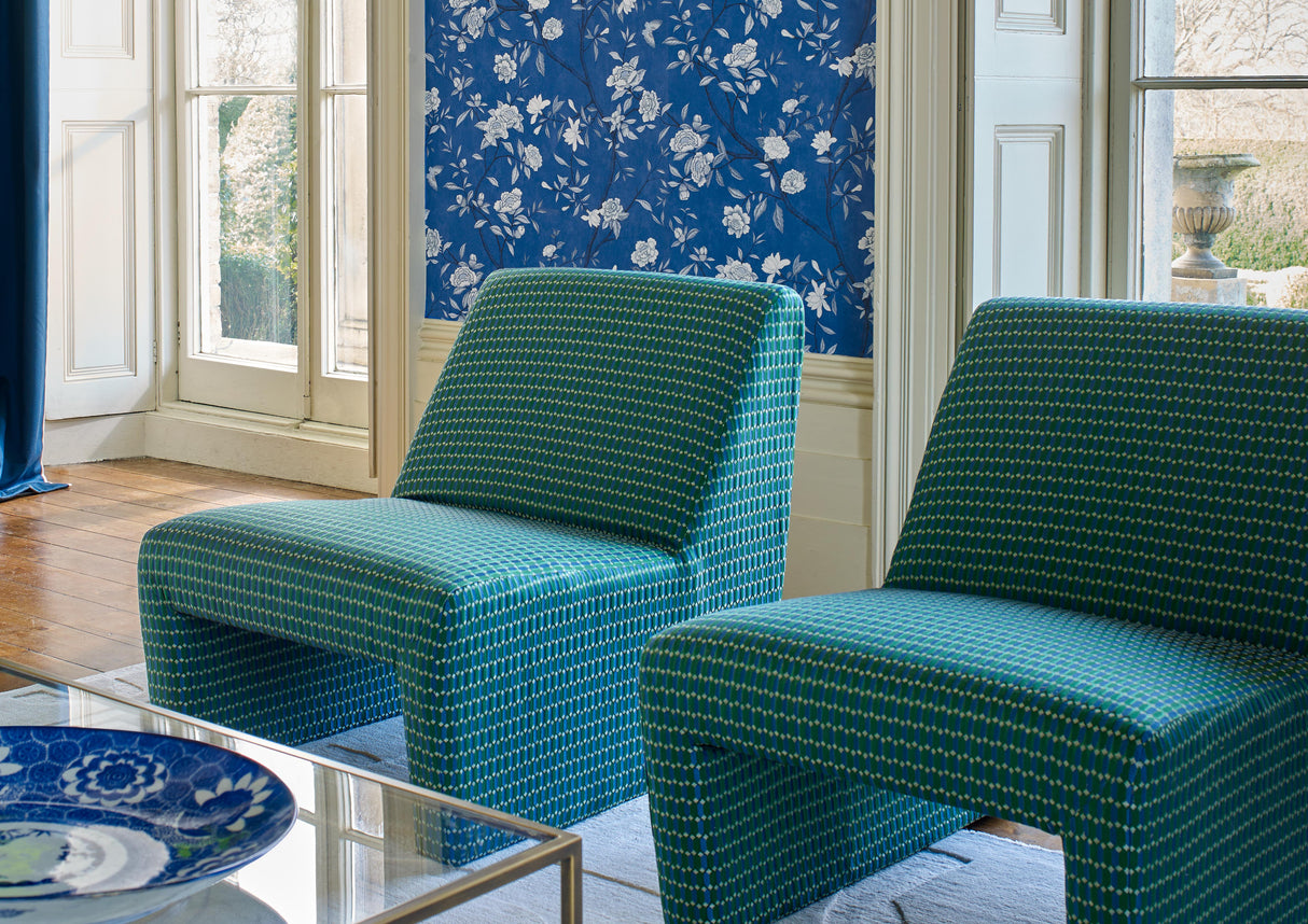 Zoffany Domino Trellis Ink Fabric