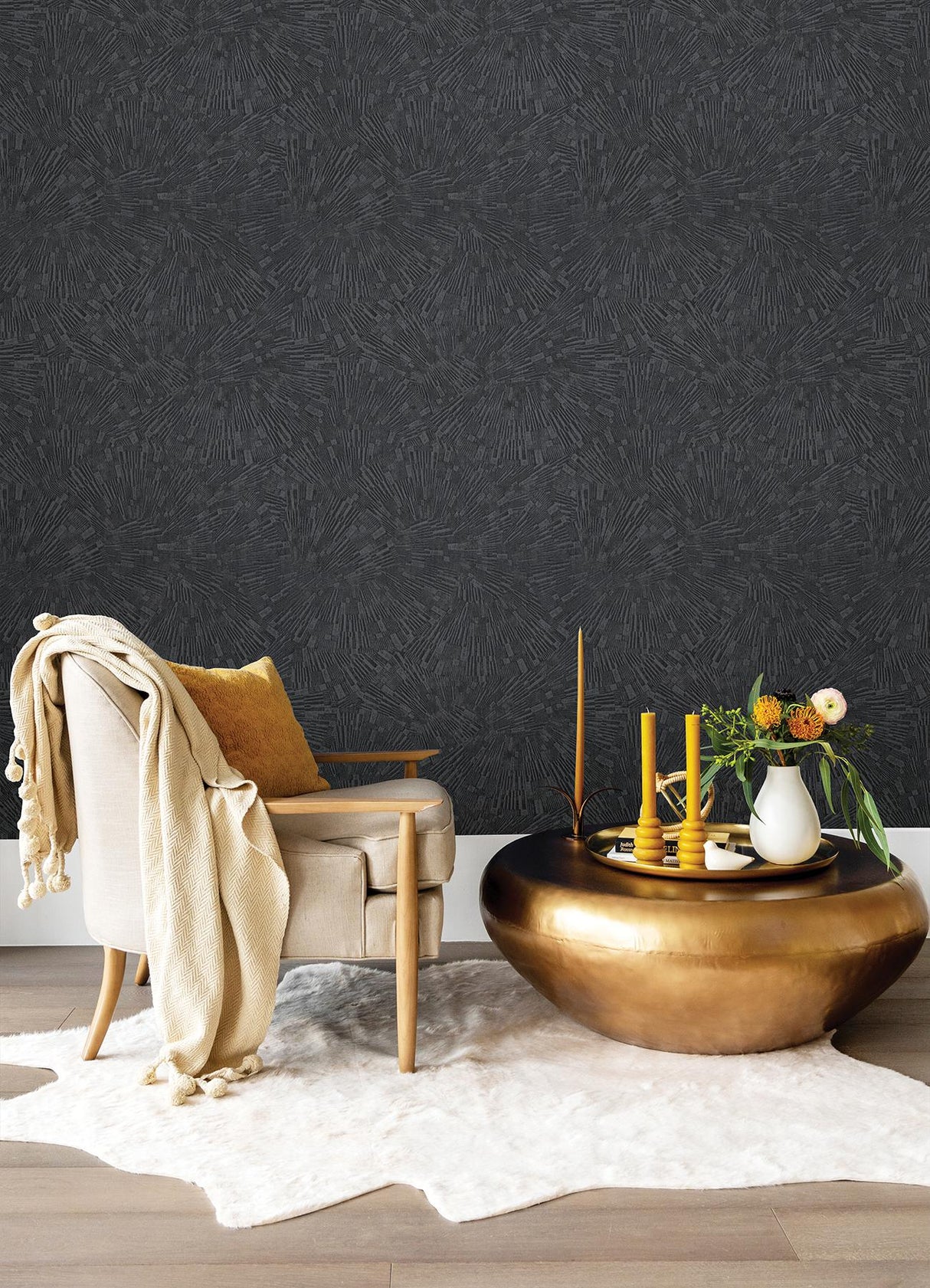 Brewster Home Fashions Advantage Titanium Abstract Black Wallpaper