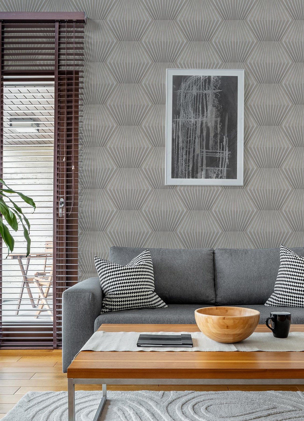 Brewster Home Fashions Advantage Titanium Geometrics Taupe Wallpaper